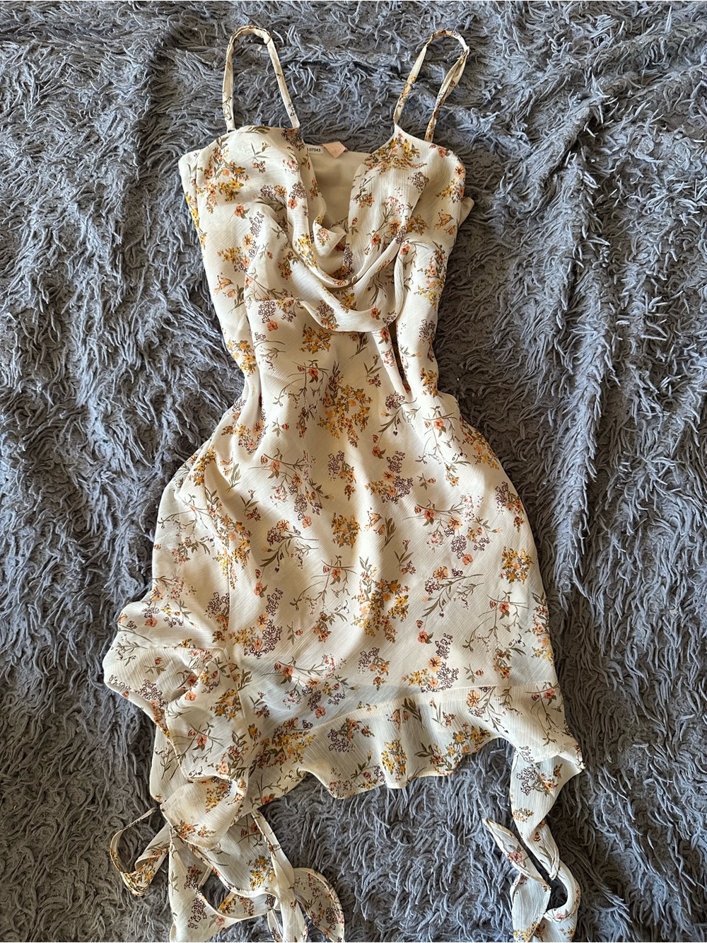 Floral Mini Dress in Cream & Brown
